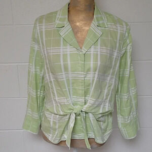 Jones of New York Signature, Lightweight Cotton, 3/4 Sleeve, tie front shirt